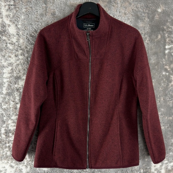 L.L. Bean Jackets & Blazers - LL Bean Petite Size SP Mock Neck Full Zip Jacket Red Long‎ Sleeve Outdoor